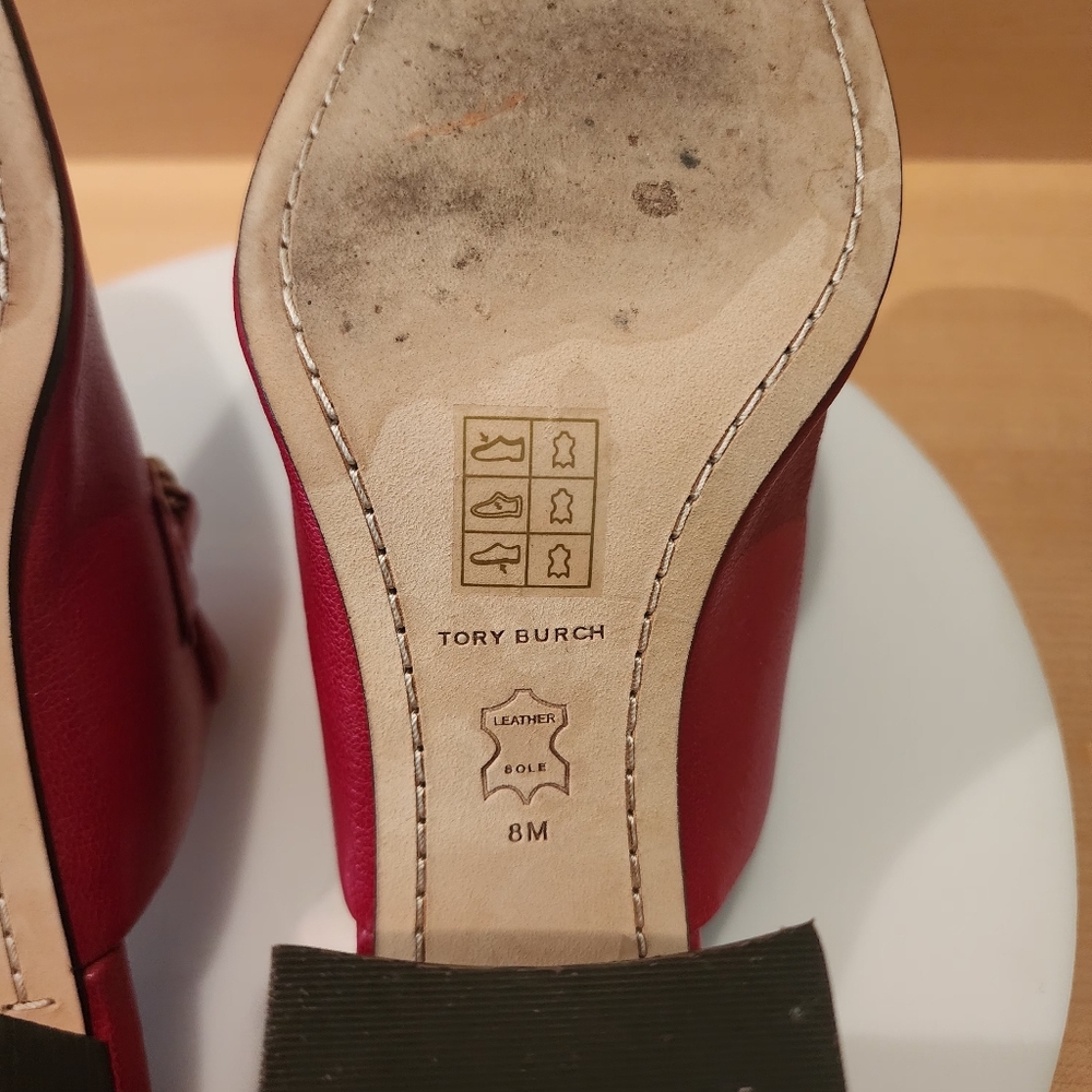🔥Tory Burch | Red Perrine Mules with Gold Accents - Picture 13 of 17